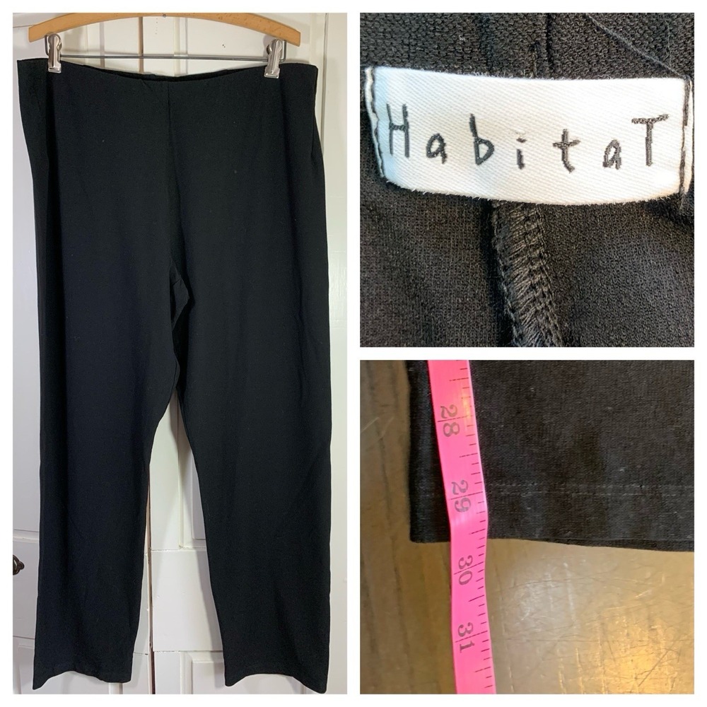 Habitat Clothes To Live In Black Pull‎ On Elastic Waist Pants Womens XL Lagom